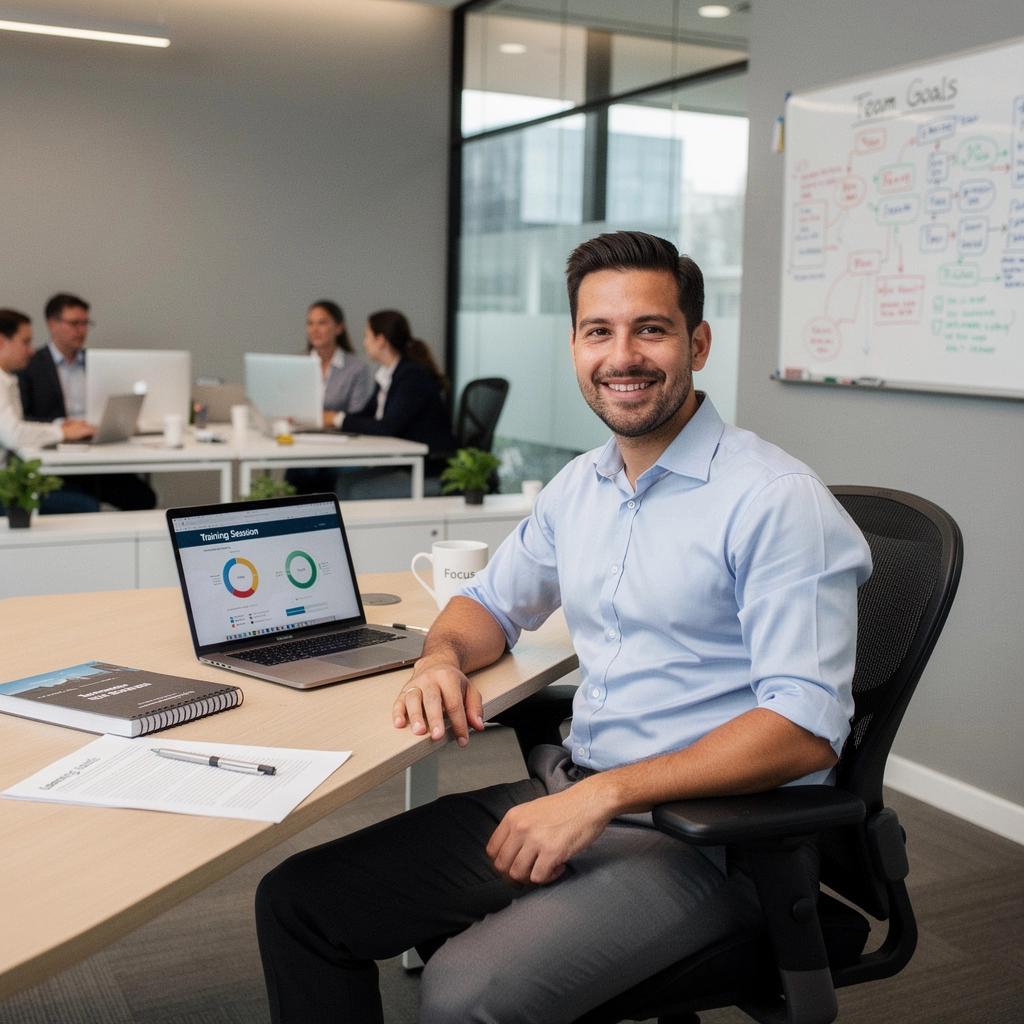 Ein Trainer erklärt effektive Kommunikationstechniken in einer Online-Schulung.