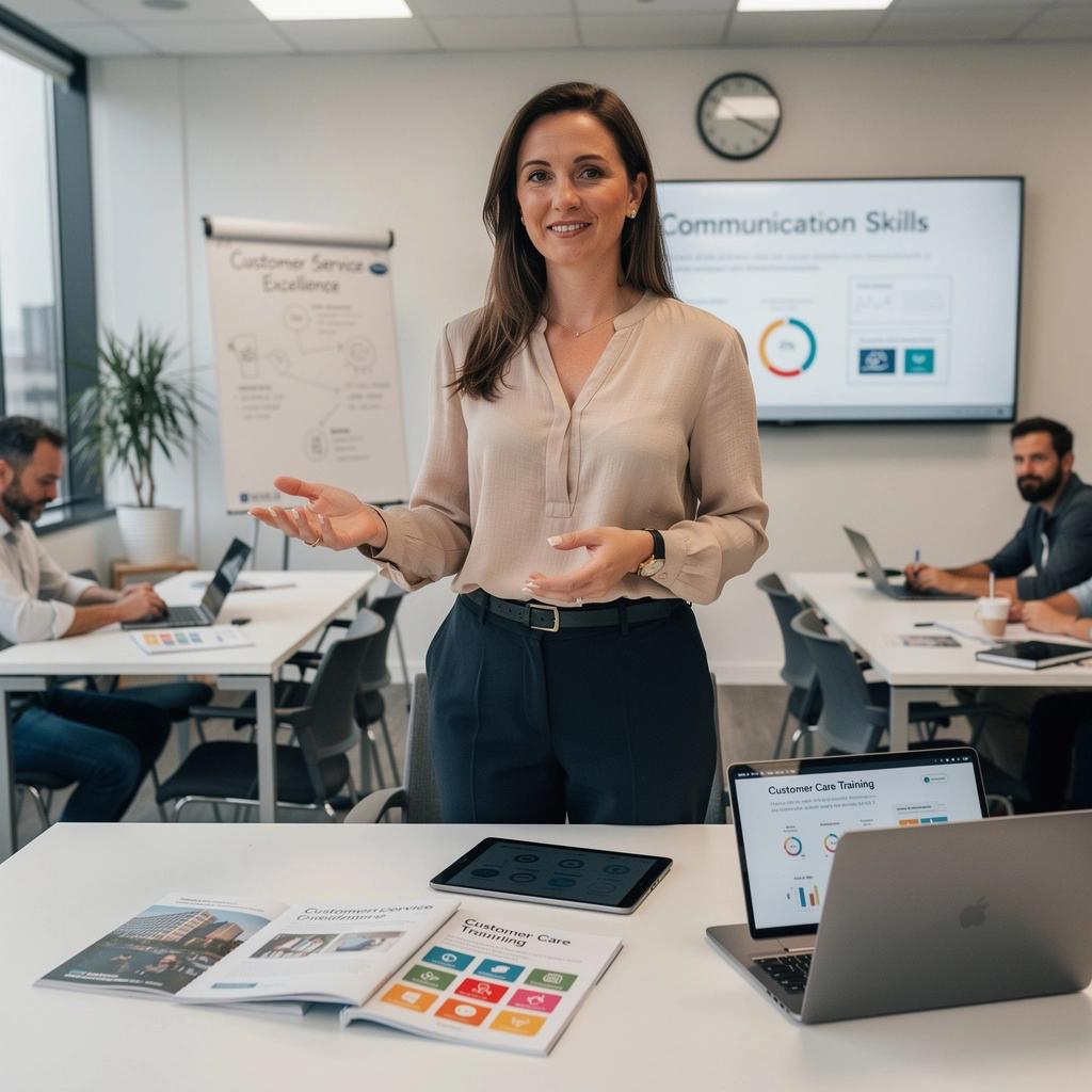 Teilnehmer arbeiten an Fallstudien zur Verbesserung des Kundenservices.